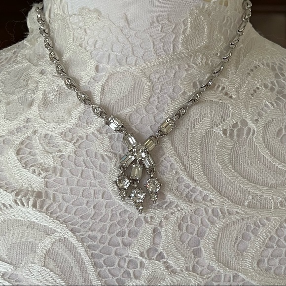 Bogoff rare vintage necklace and earrings set icy rhinestones - Picture 2 of 13